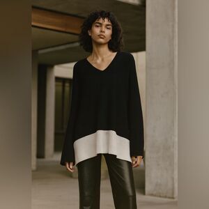 Voyage by Marina Rinaldi V-Neck Cotton Knit Sweater L NWOT